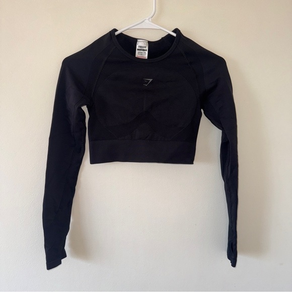 NWOT Gymshark Black Flex Cropped Longsleeve Small - Picture 1 of 5